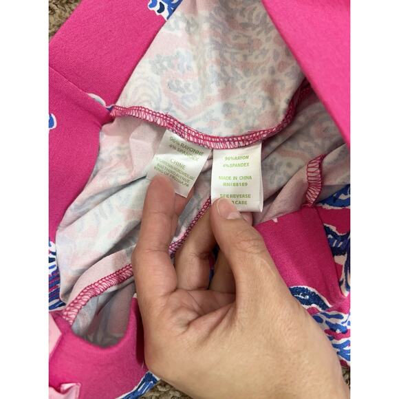 Lilly Pulitzer XS Tropical Resort Coral Print Coastal Wide Leg Pants Stretch - Picture 7 of 10